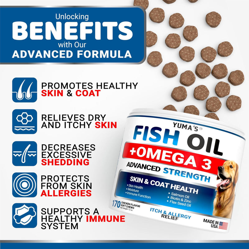 Omega 3 Fish Oil for Dogs Skin and Coat Supplement, Dry and Itchy Skin Relief Treatment Allergy Support