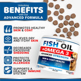 Omega 3 Fish Oil for Dogs Skin and Coat Supplement, Dry and Itchy Skin Relief Treatment Allergy Support