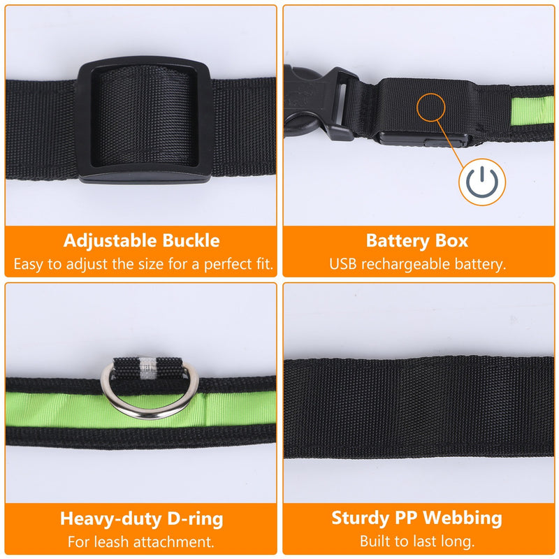 LED dog safety collar, USB rechargeable