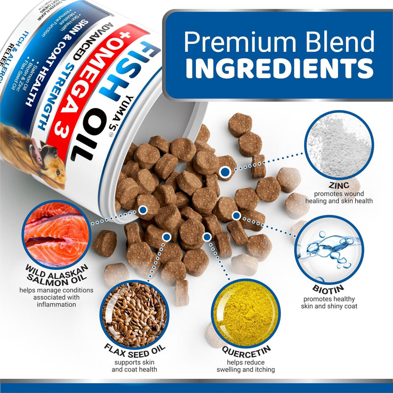 Omega 3 Fish Oil for Dogs Skin and Coat Supplement, Dry and Itchy Skin Relief Treatment Allergy Support